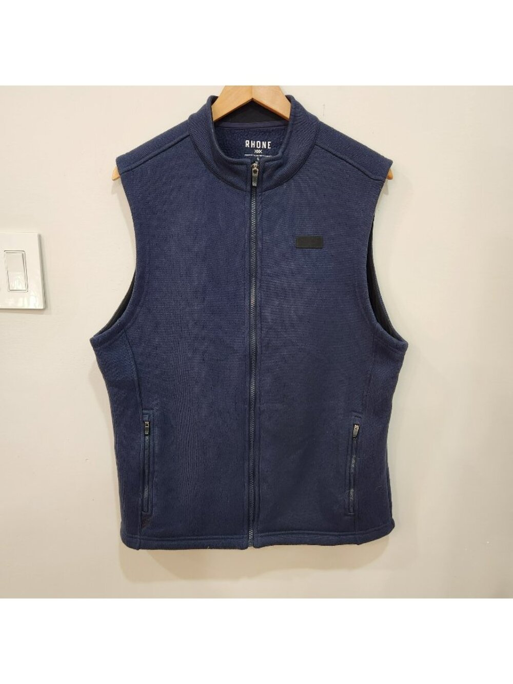 Rhone Vest Mens L Blue Knit Fleece Full Zip Outdoor Hiking Performance Gorpcore